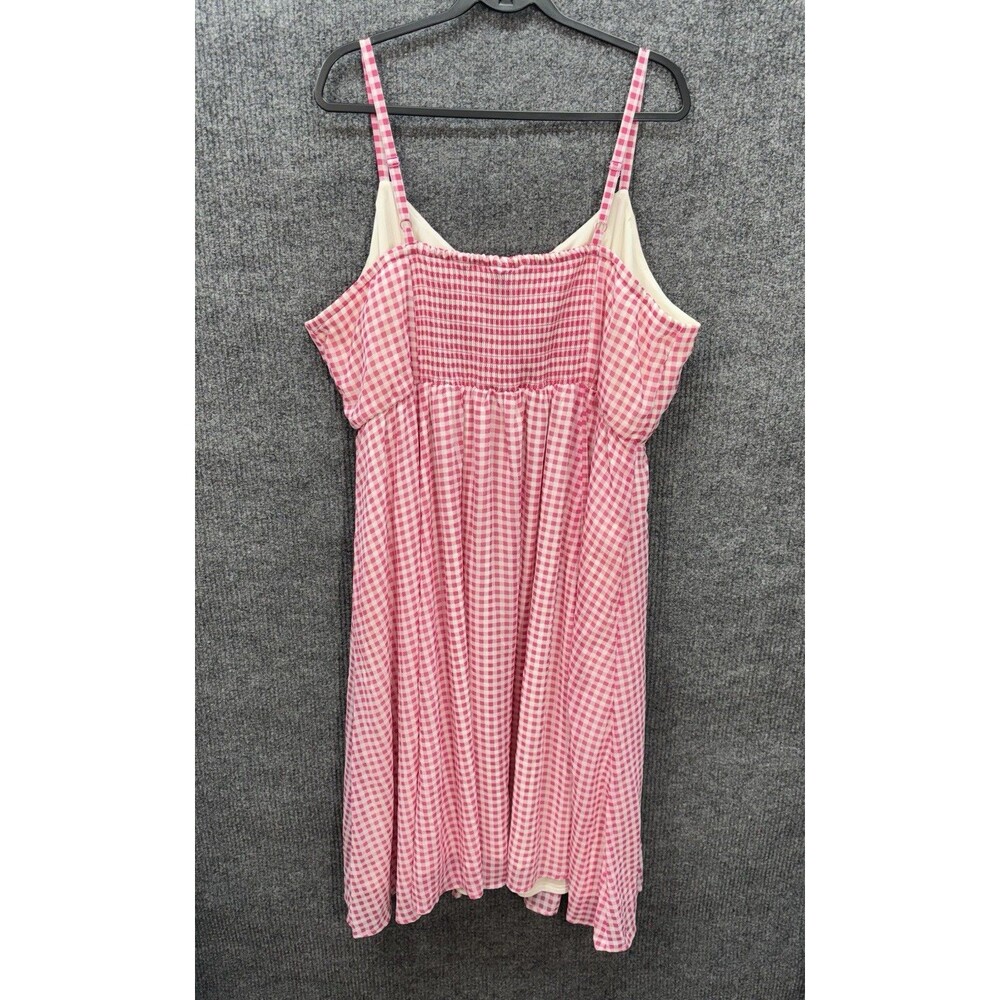Torrid Gingham Midi Dress Womens 4x Pink Chiffon Button Detail Spaghetti Strap - Picture 5 of 12